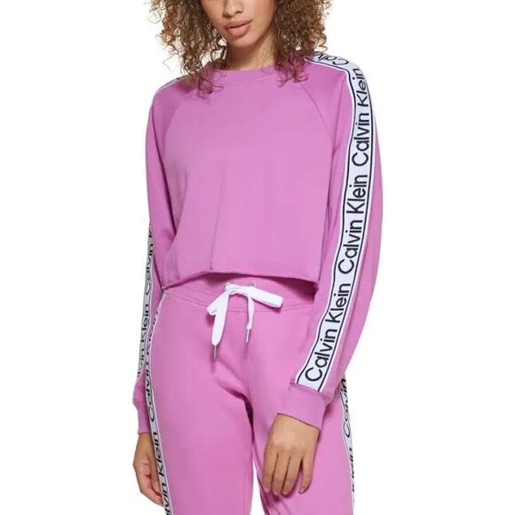 New Calvin Klein Performance Cropped Pink Purple Sweater Small - Picture 1 of 5